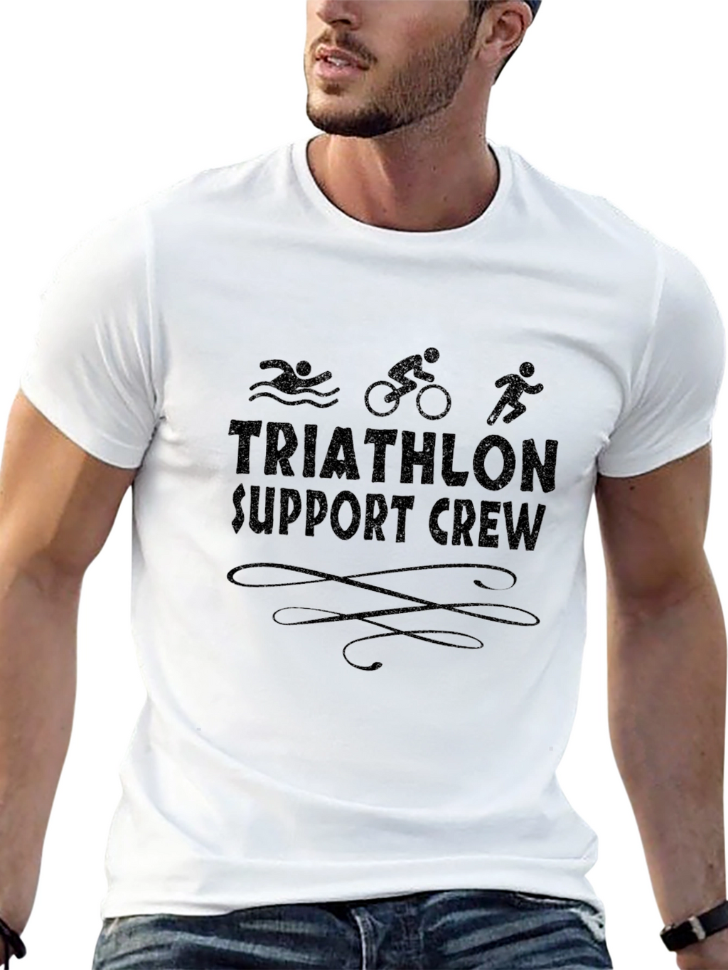 Triathlon Support Crew Black T-Shirt