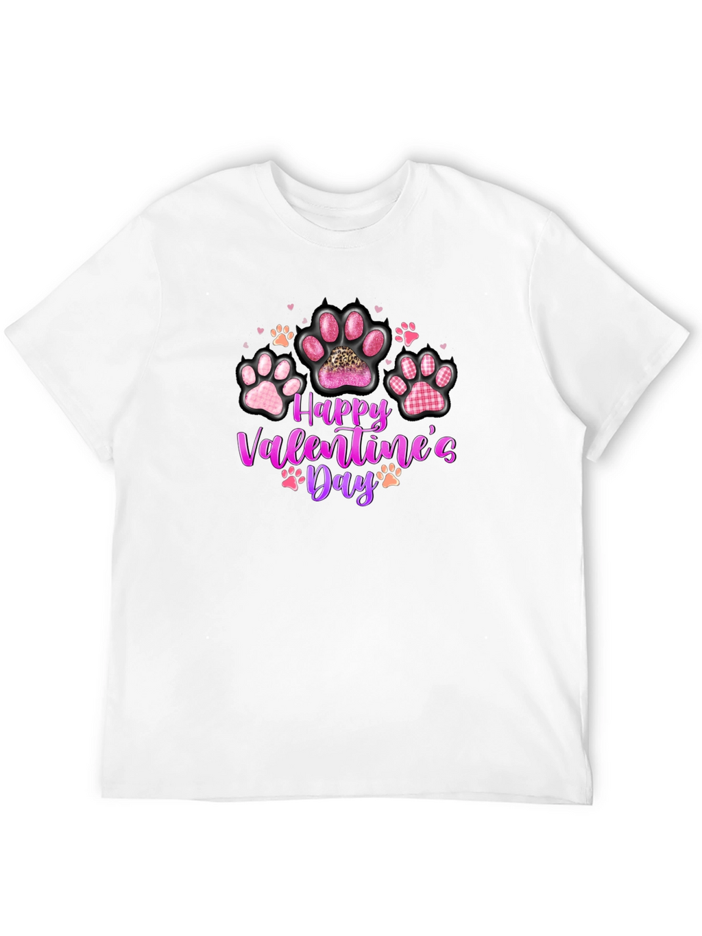 Happy Valentines Day Paw Print T-Shirt