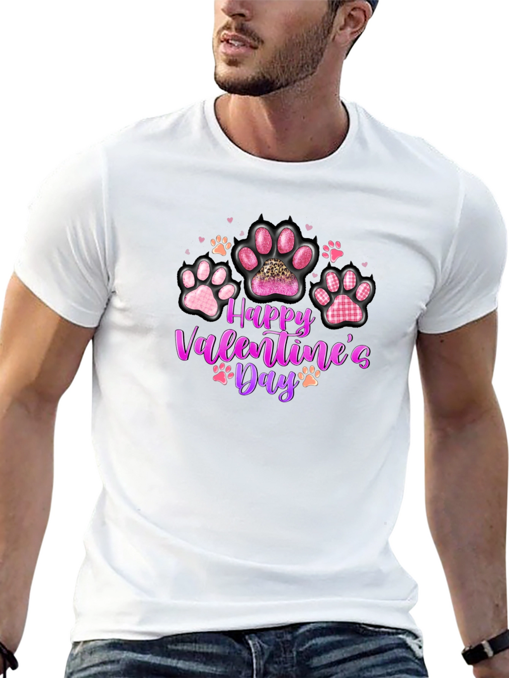 Happy Valentines Day Paw Print T-Shirt