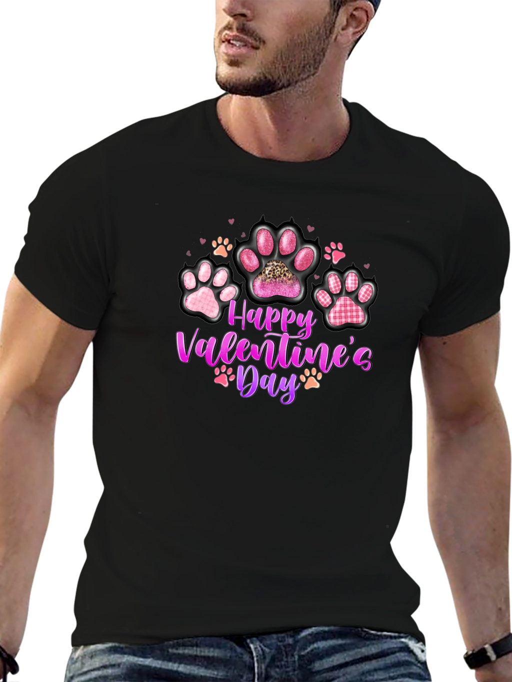 Happy Valentines Day Paw Print T-Shirt