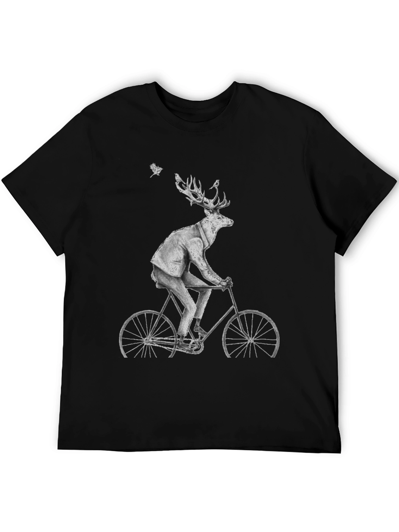 Deer on Bike Graphic Tee - Quirky Animal Print