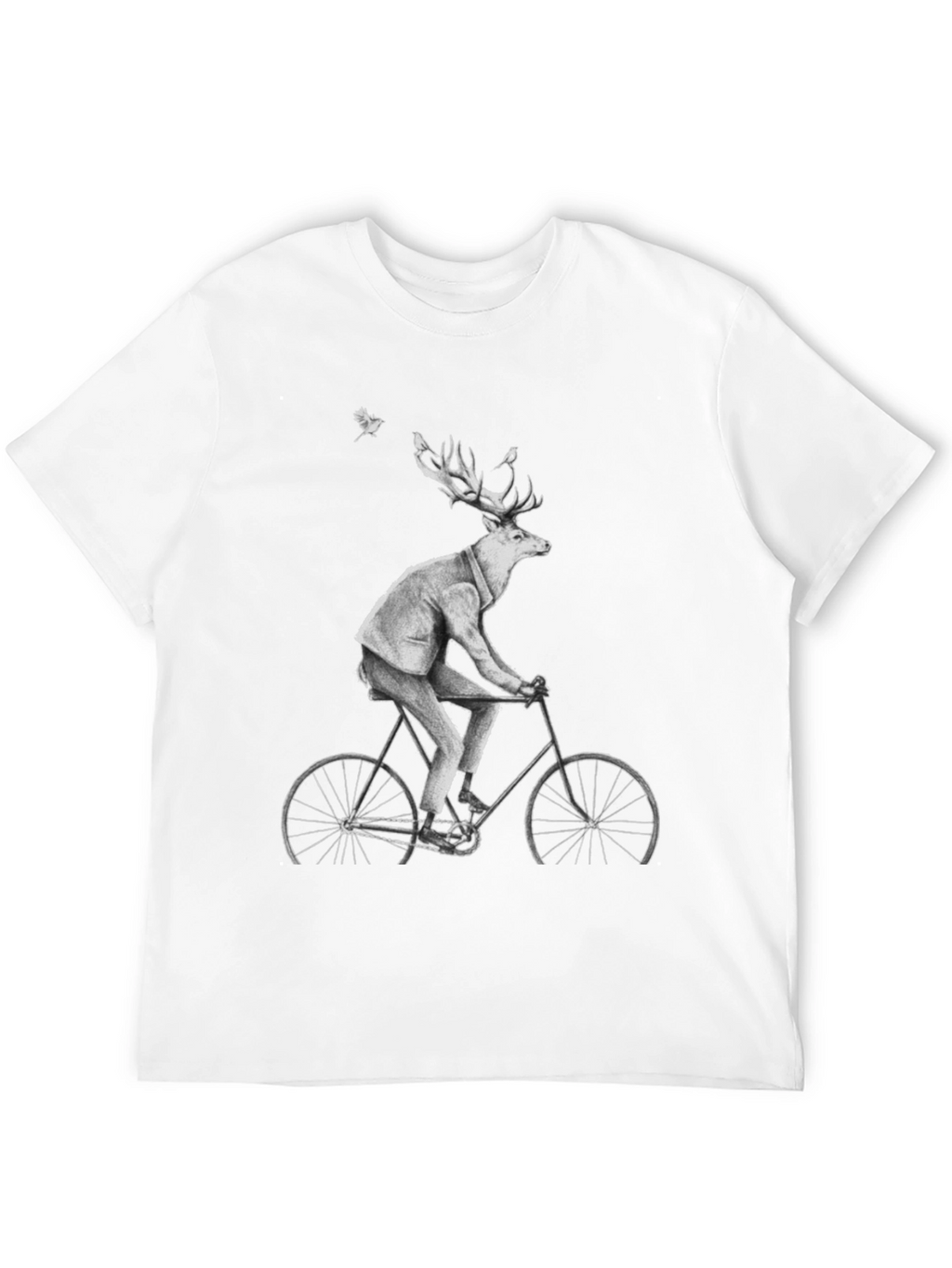 Deer on Bike Graphic Tee - Quirky Animal Print