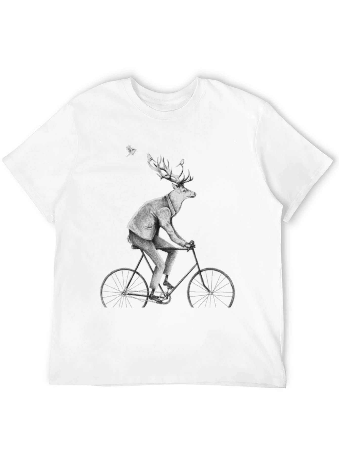 Deer on Bike Graphic Tee - Quirky Animal Print