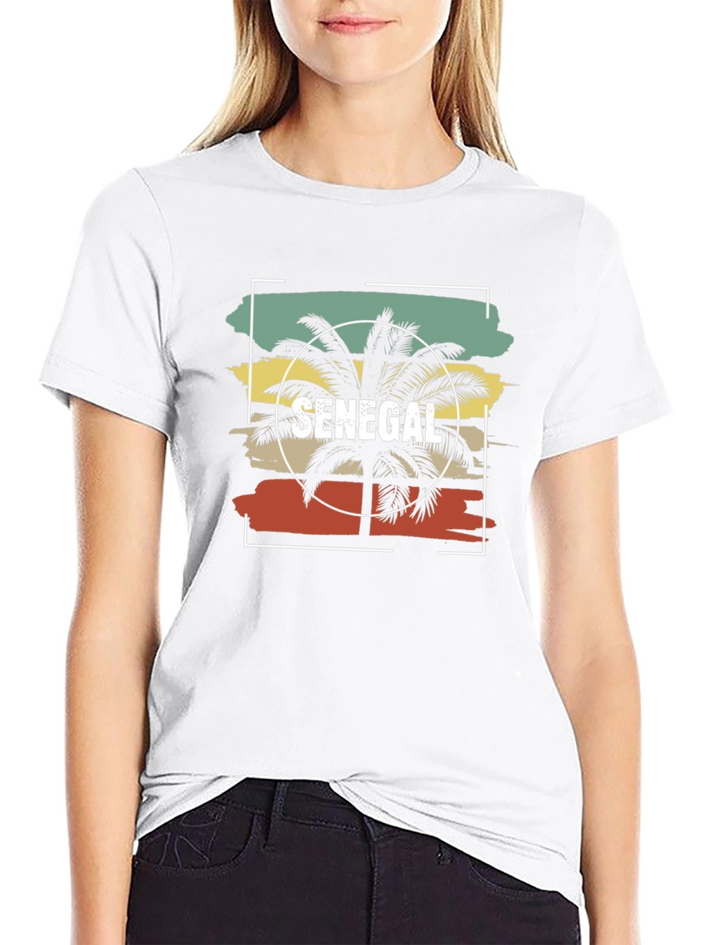 Senegal Palm Tree T-Shirt - Retro Sunset Design