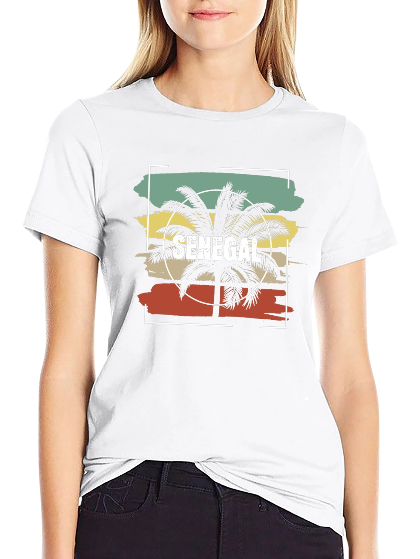 Senegal Palm Tree T-Shirt - Retro Sunset Design