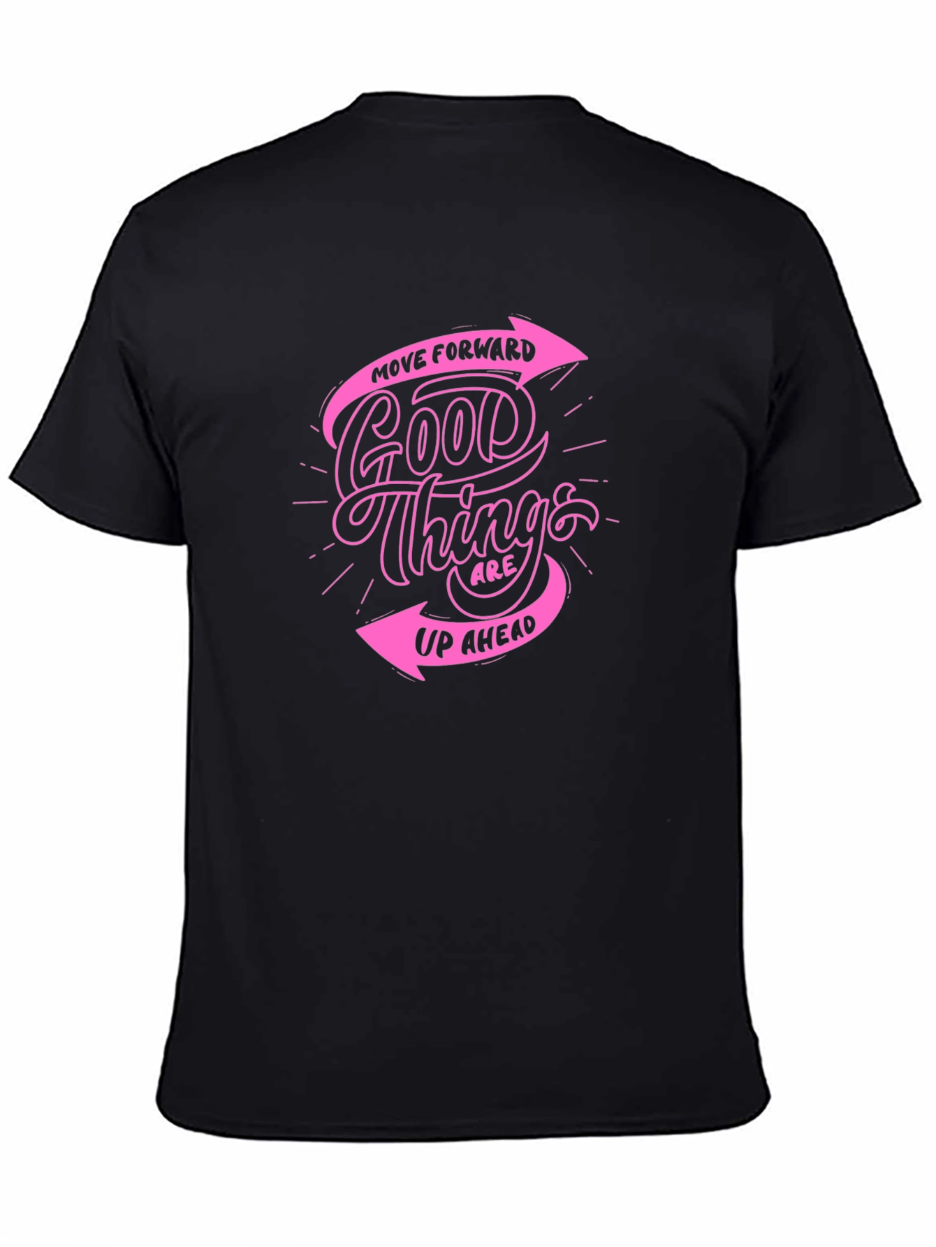 Black T-Shirt with Pink Inspirational Graphic