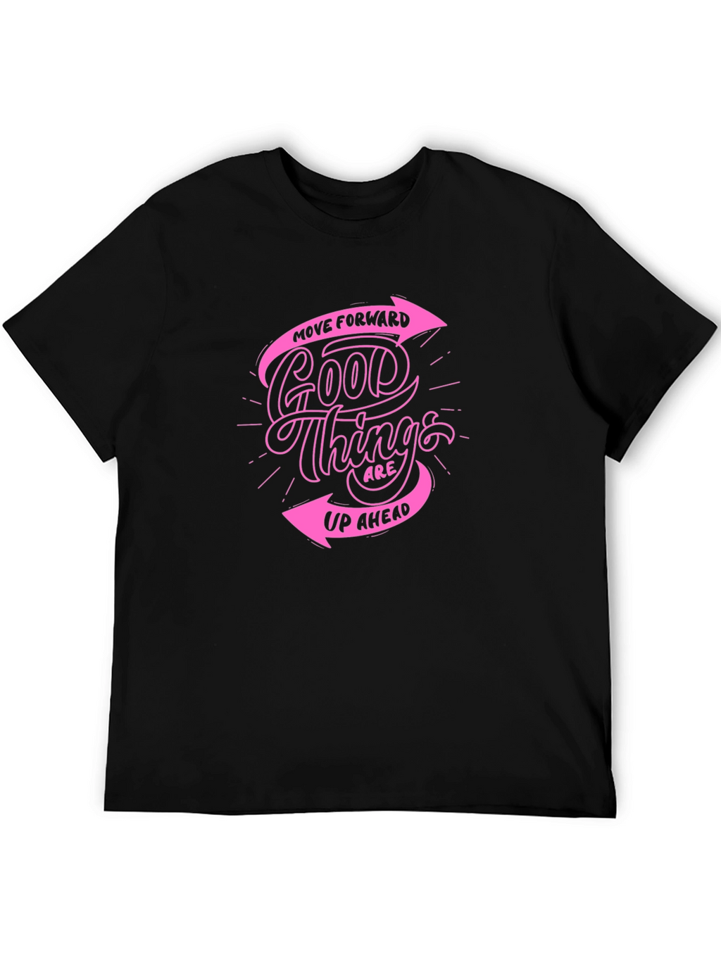 Black T-Shirt with Pink Inspirational Graphic
