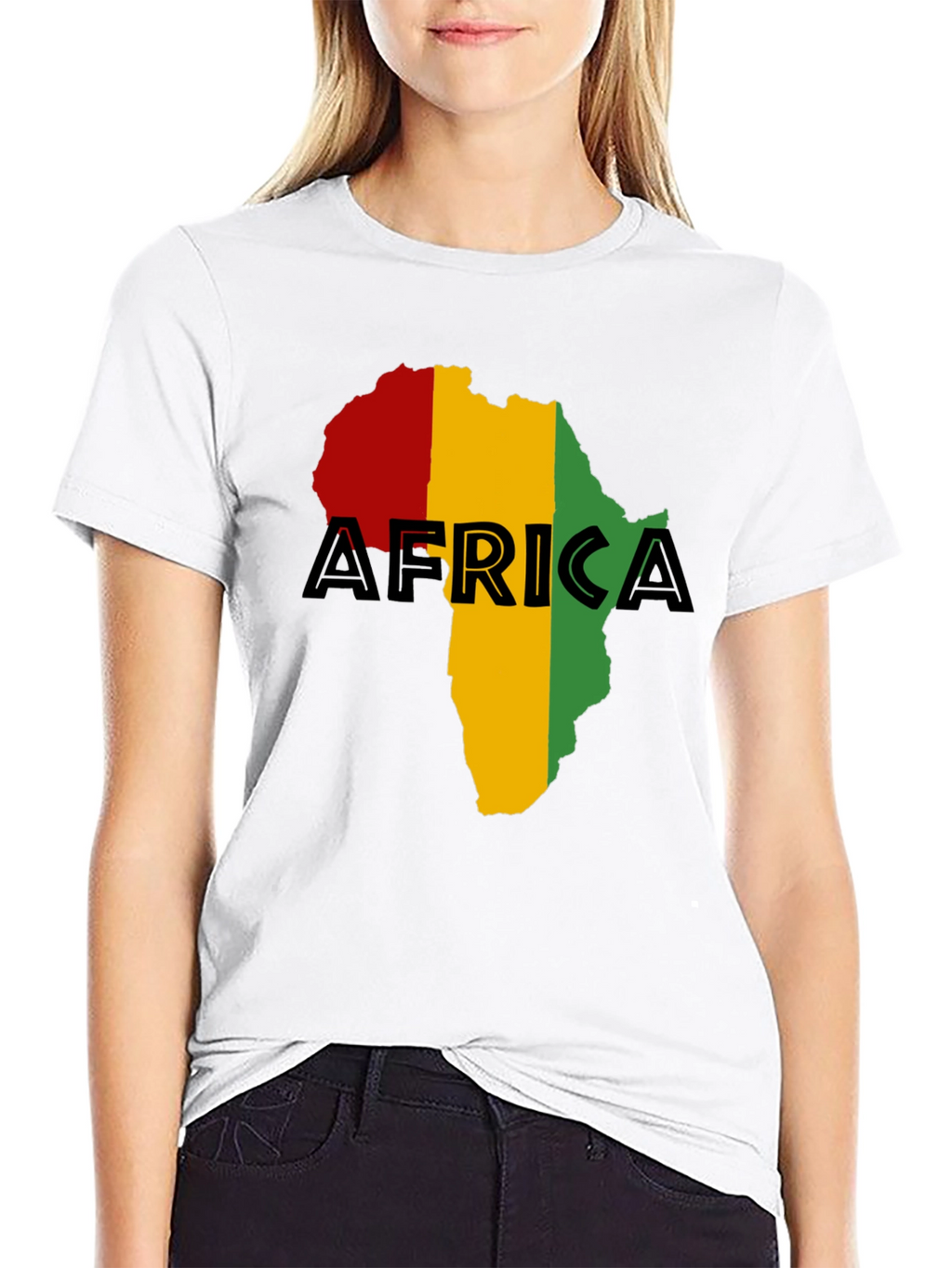Africa Map Black T-Shirt - Red Yellow Green Rasta