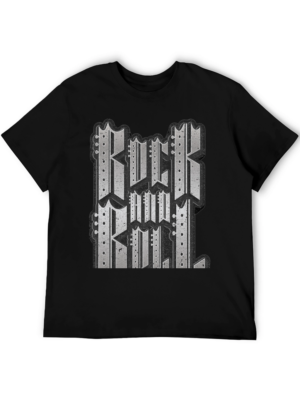 Black Graphic T-Shirt - Rock and Roll Design