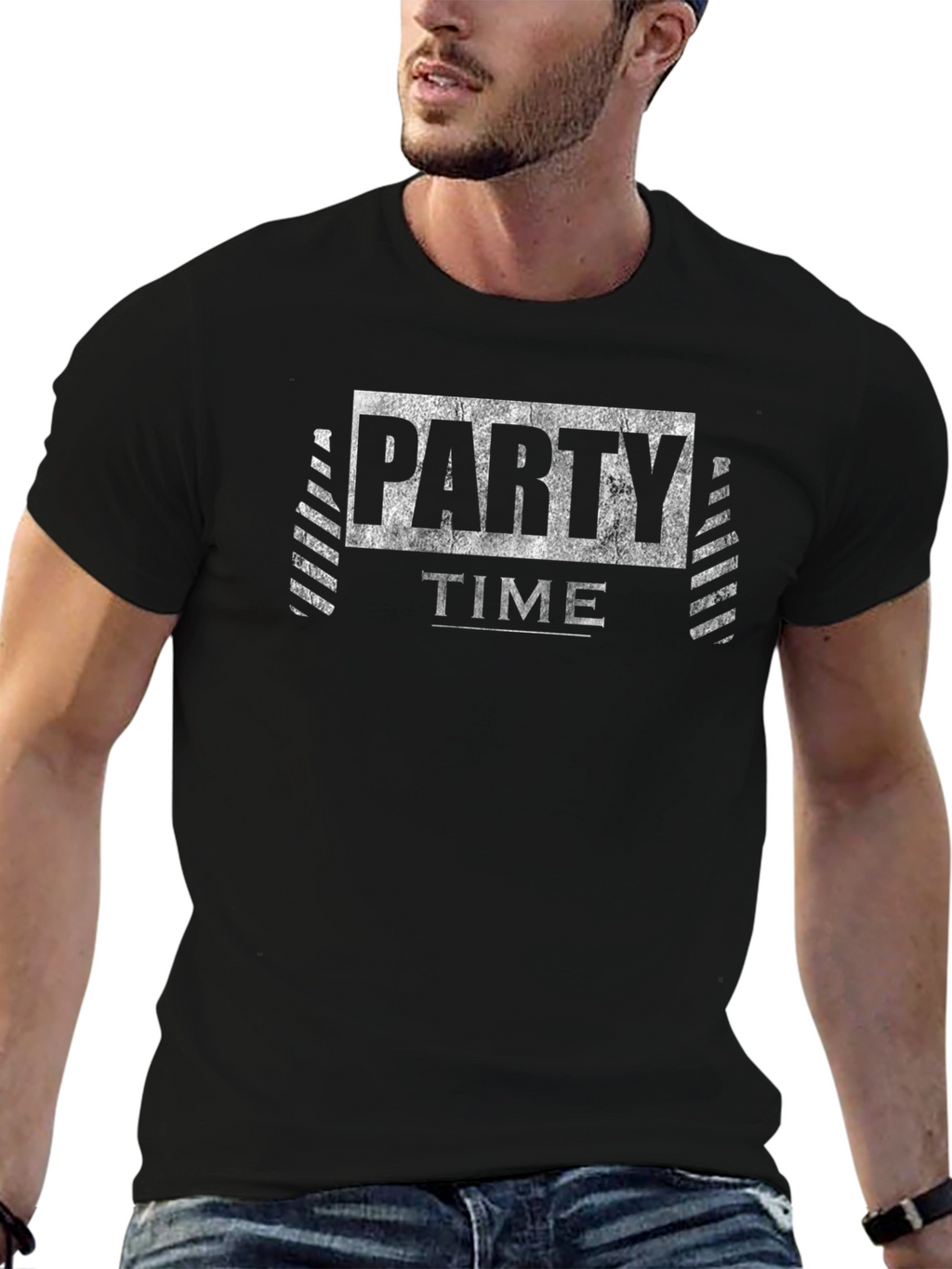 Party Time Black Graphic T-Shirt
