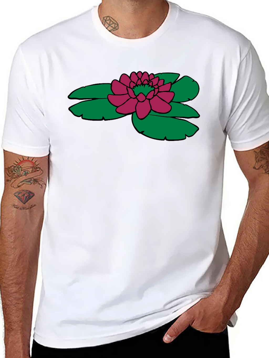 Lotus Flower Graphic T-Shirt - Black