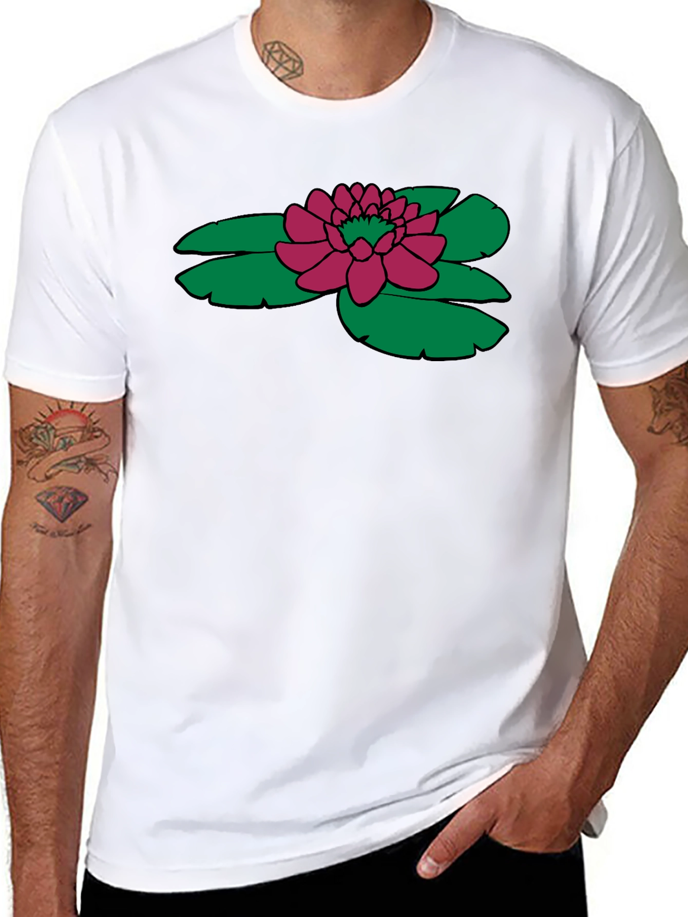 Lotus Flower Graphic T-Shirt - Black
