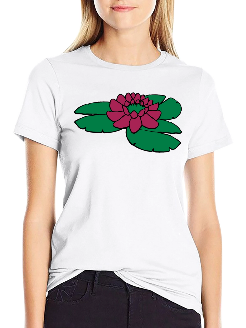 Lotus Flower Graphic T-Shirt - Black