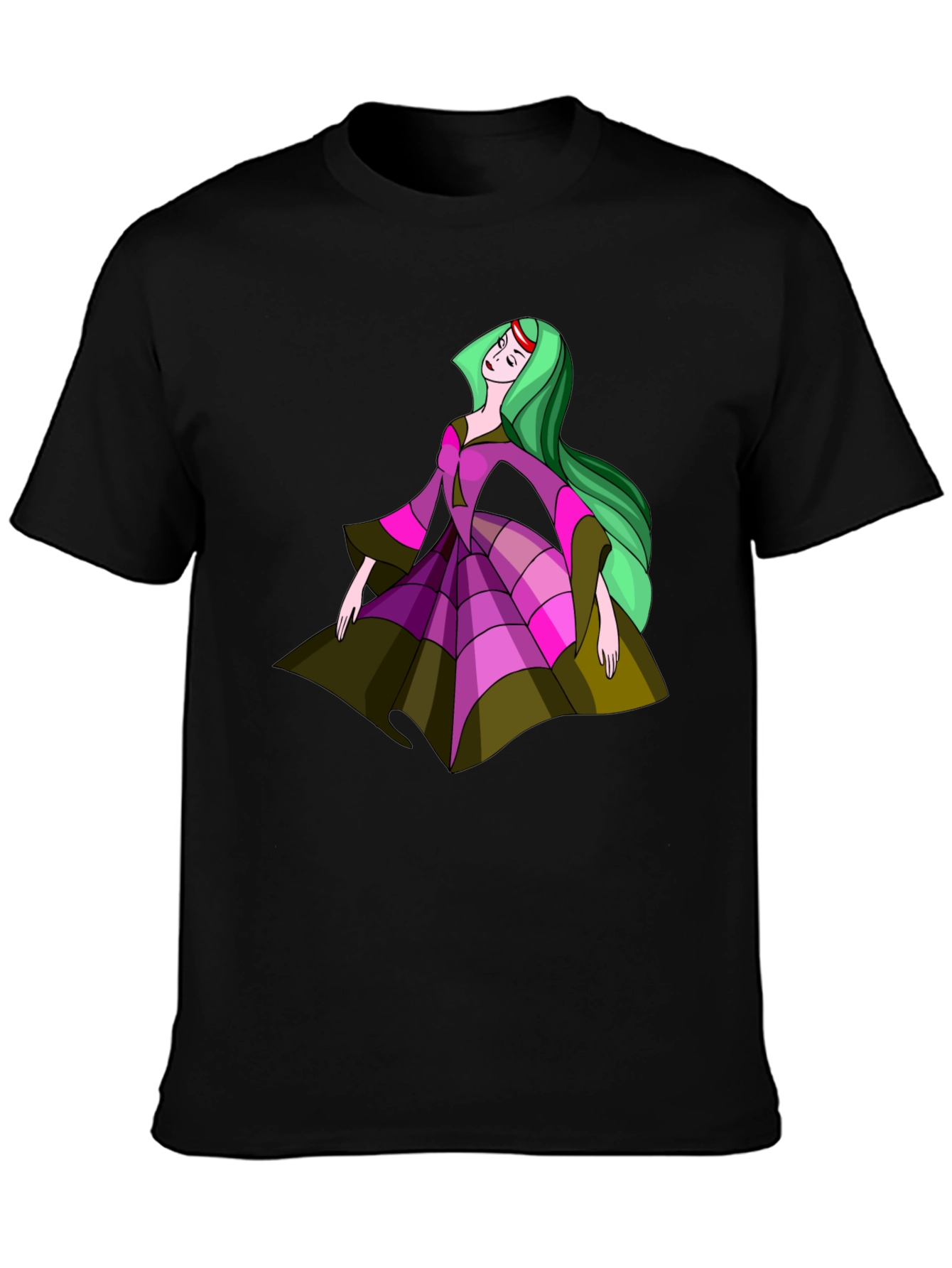 Princess Cartoon Black T-Shirt
