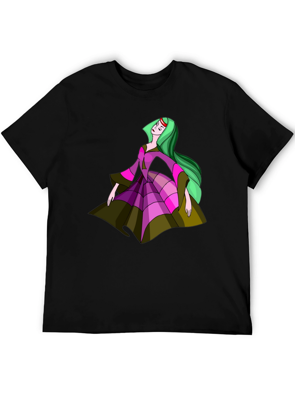 Princess Cartoon Black T-Shirt