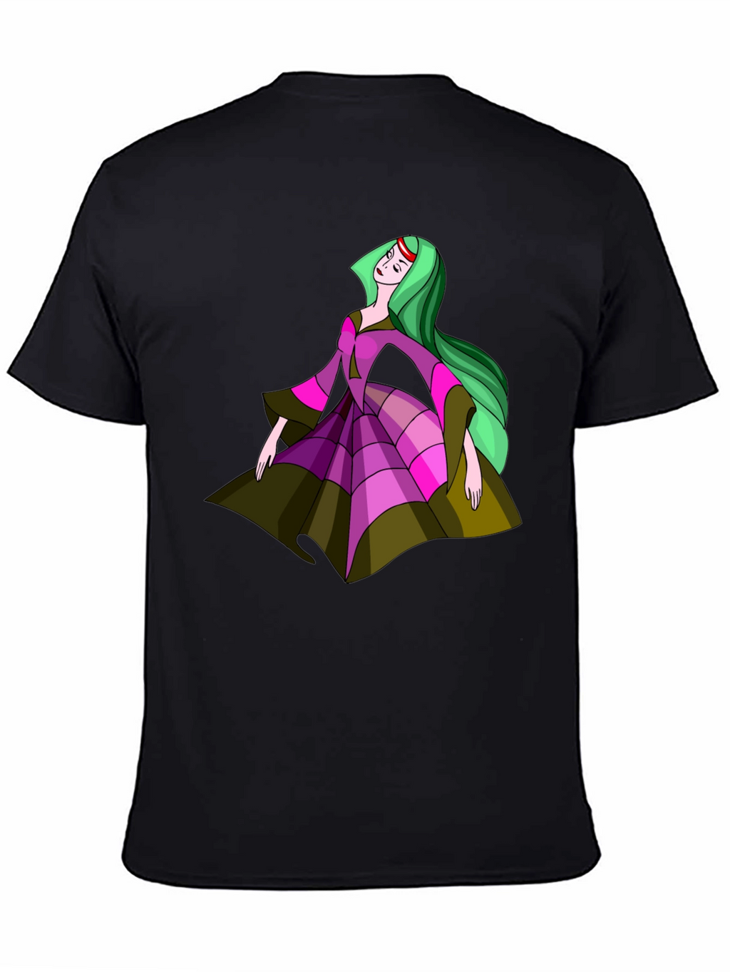 Princess Cartoon Black T-Shirt