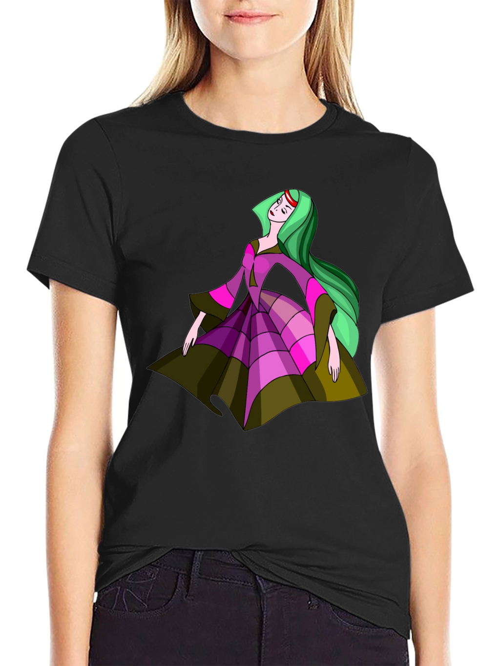 Princess Cartoon Black T-Shirt