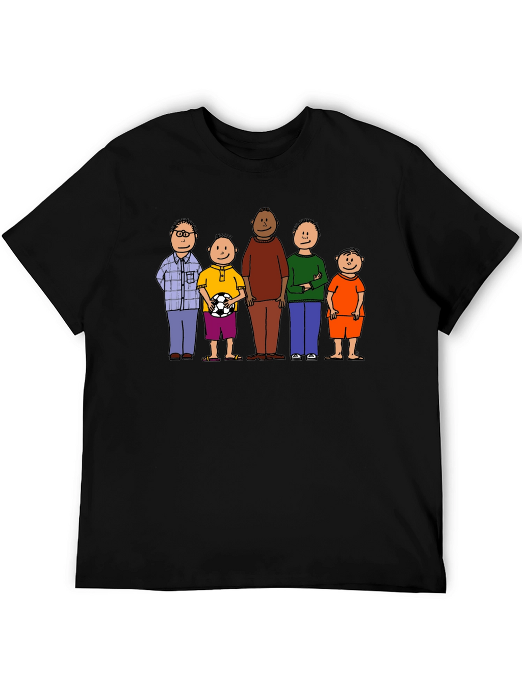 Cartoon Family Graphic Tee - Black Unisex