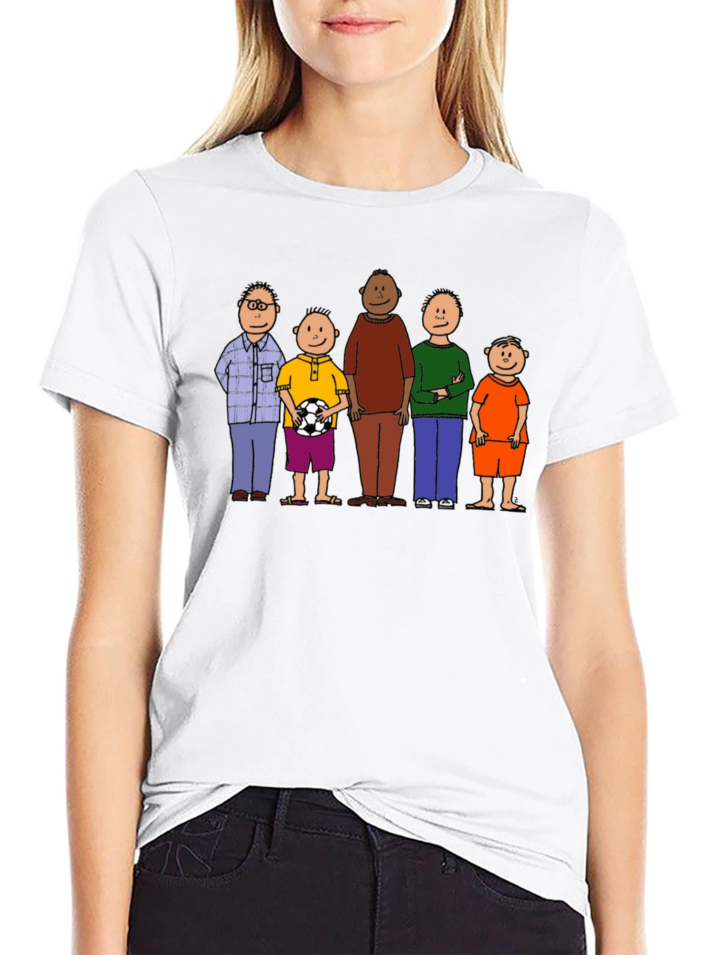 Cartoon Family Graphic Tee - Black Unisex