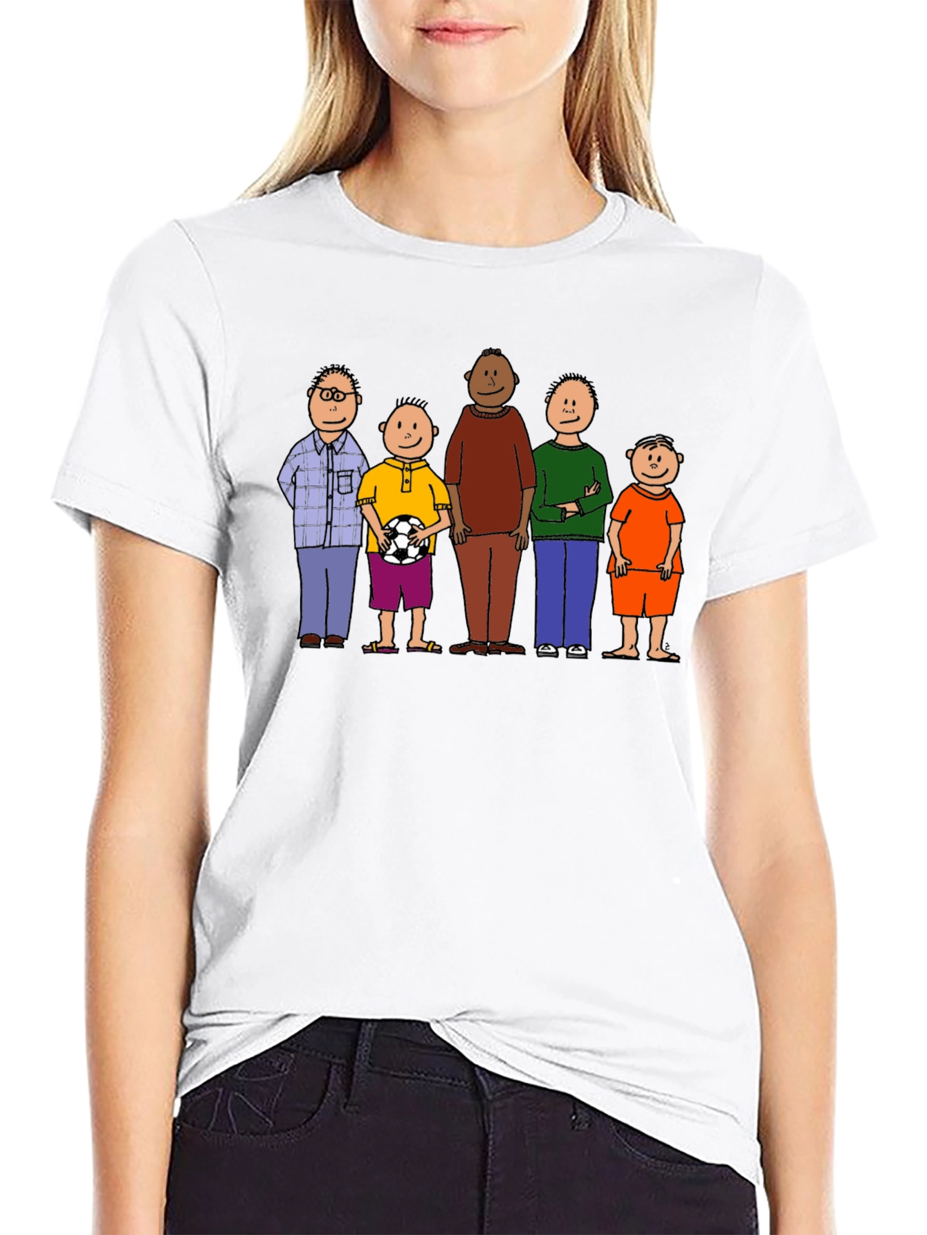Cartoon Family Graphic Tee - Black Unisex