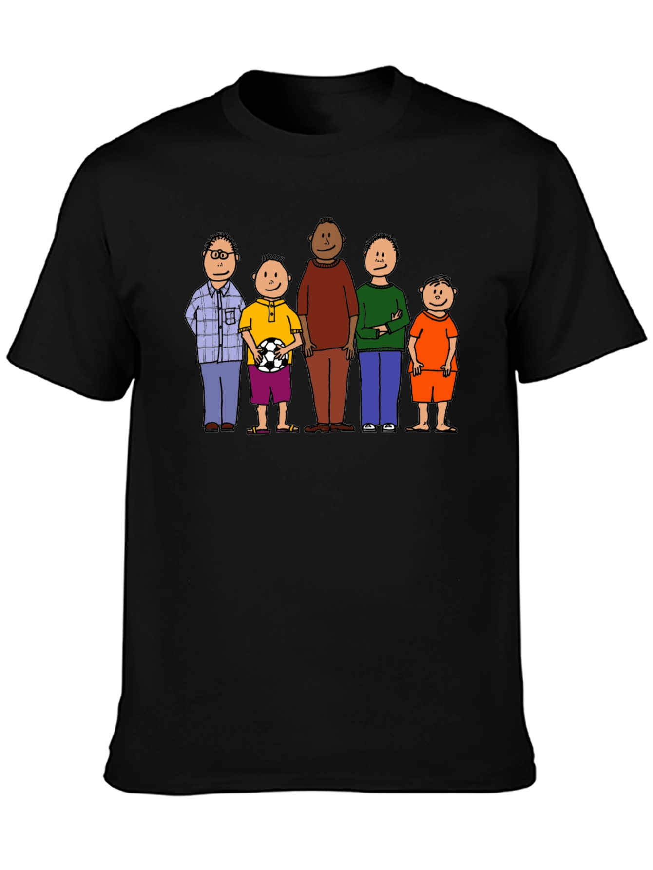 Cartoon Family Graphic Tee - Black Unisex