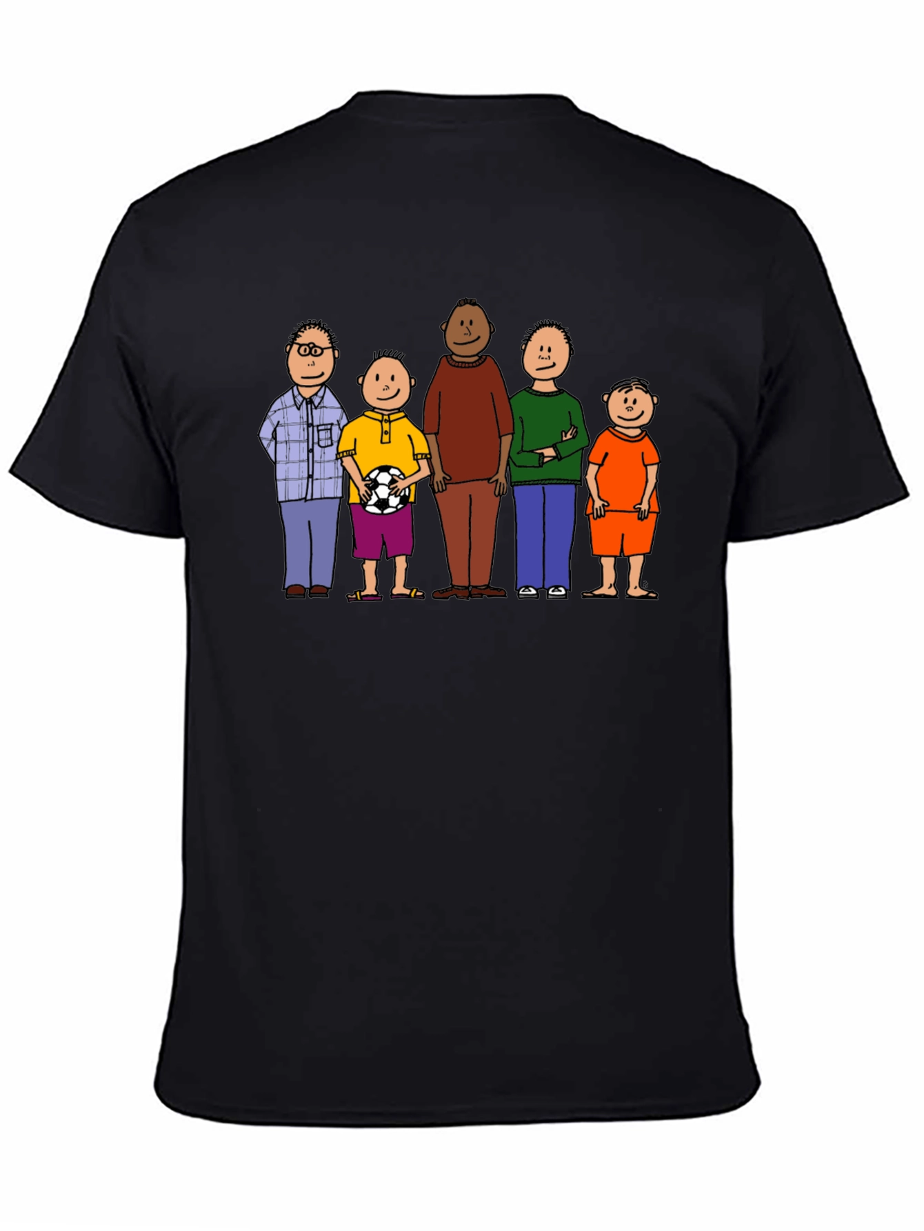 Cartoon Family Graphic Tee - Black Unisex