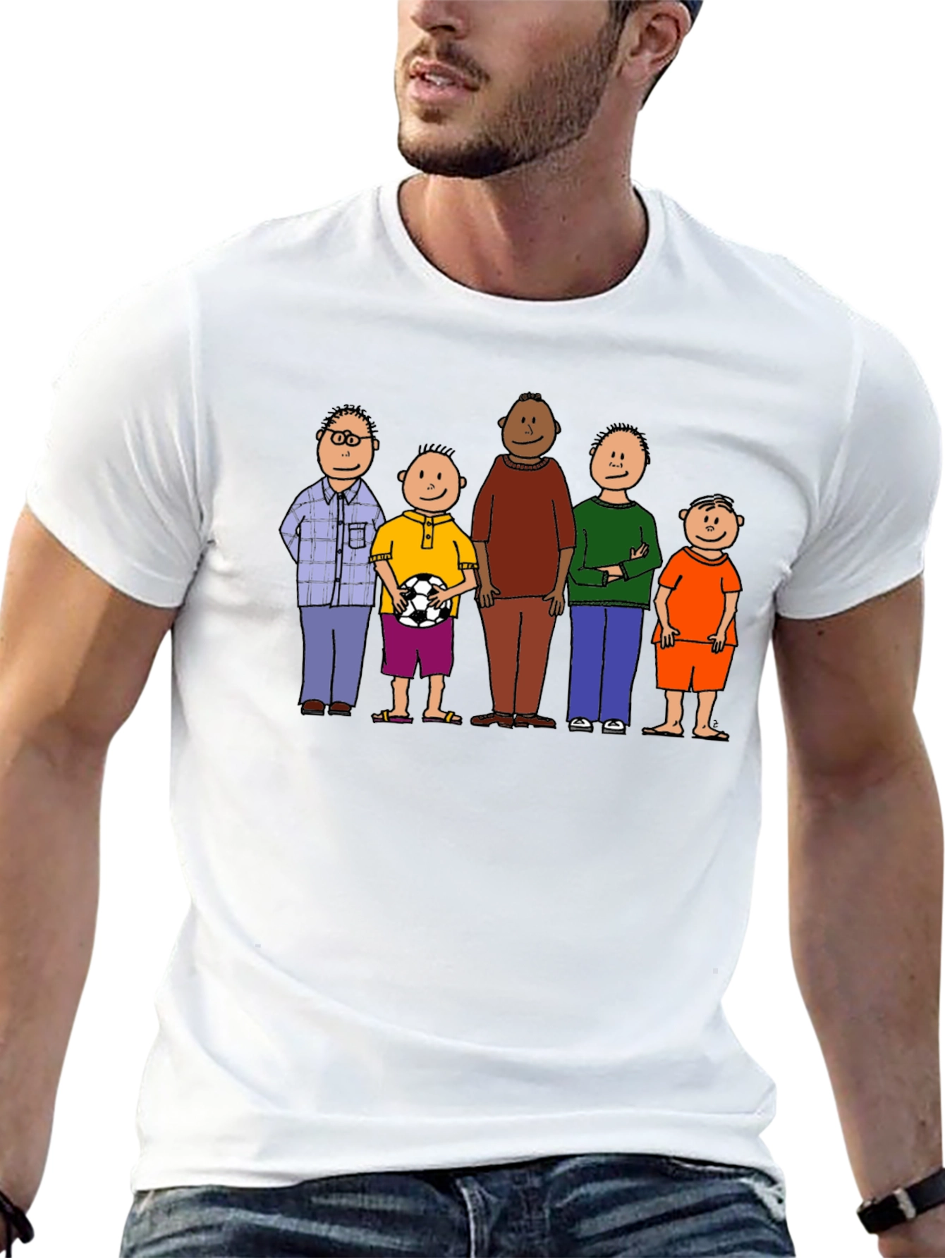 Cartoon Family Graphic Tee - Black Unisex
