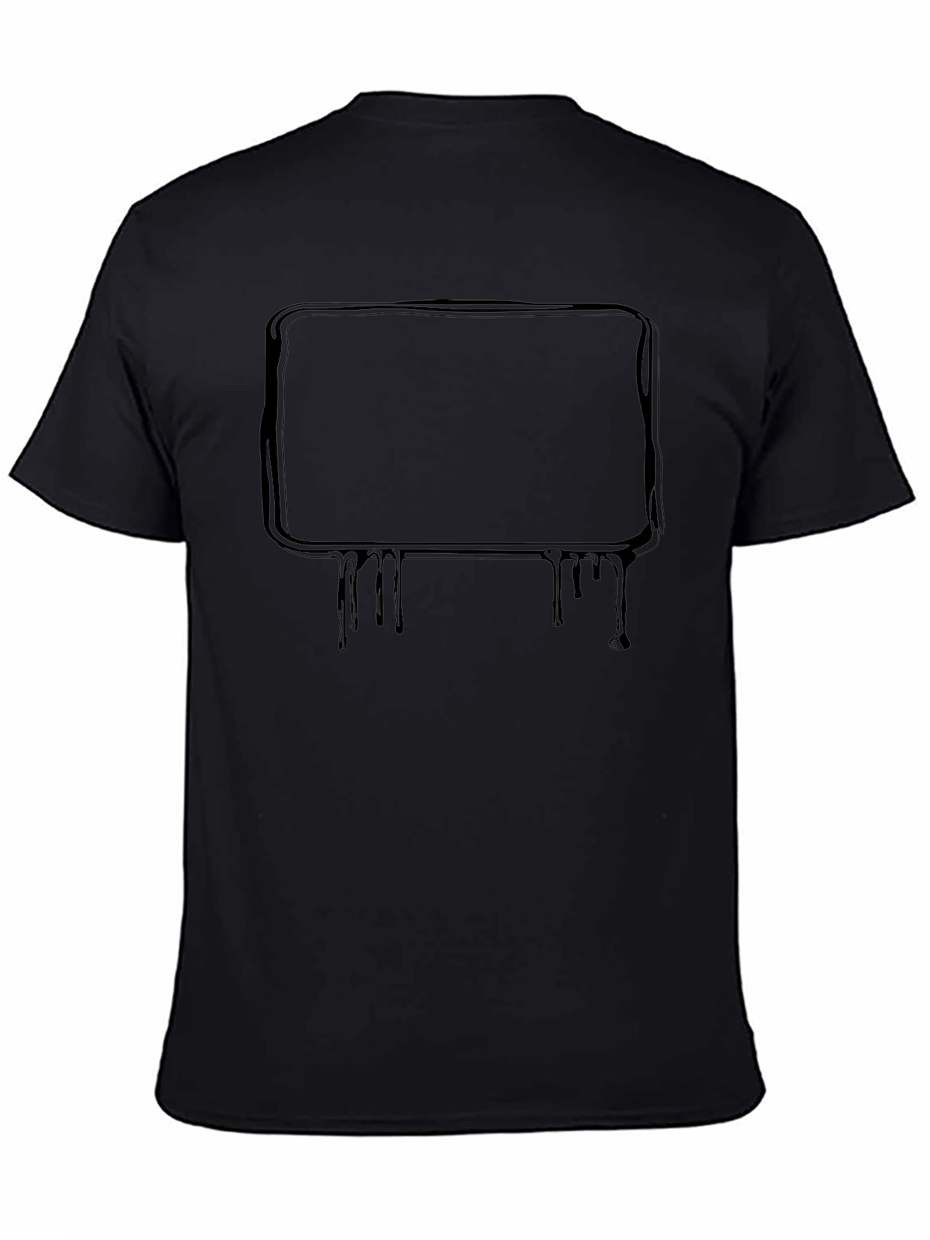 Black T-Shirt with Drip Frame Design