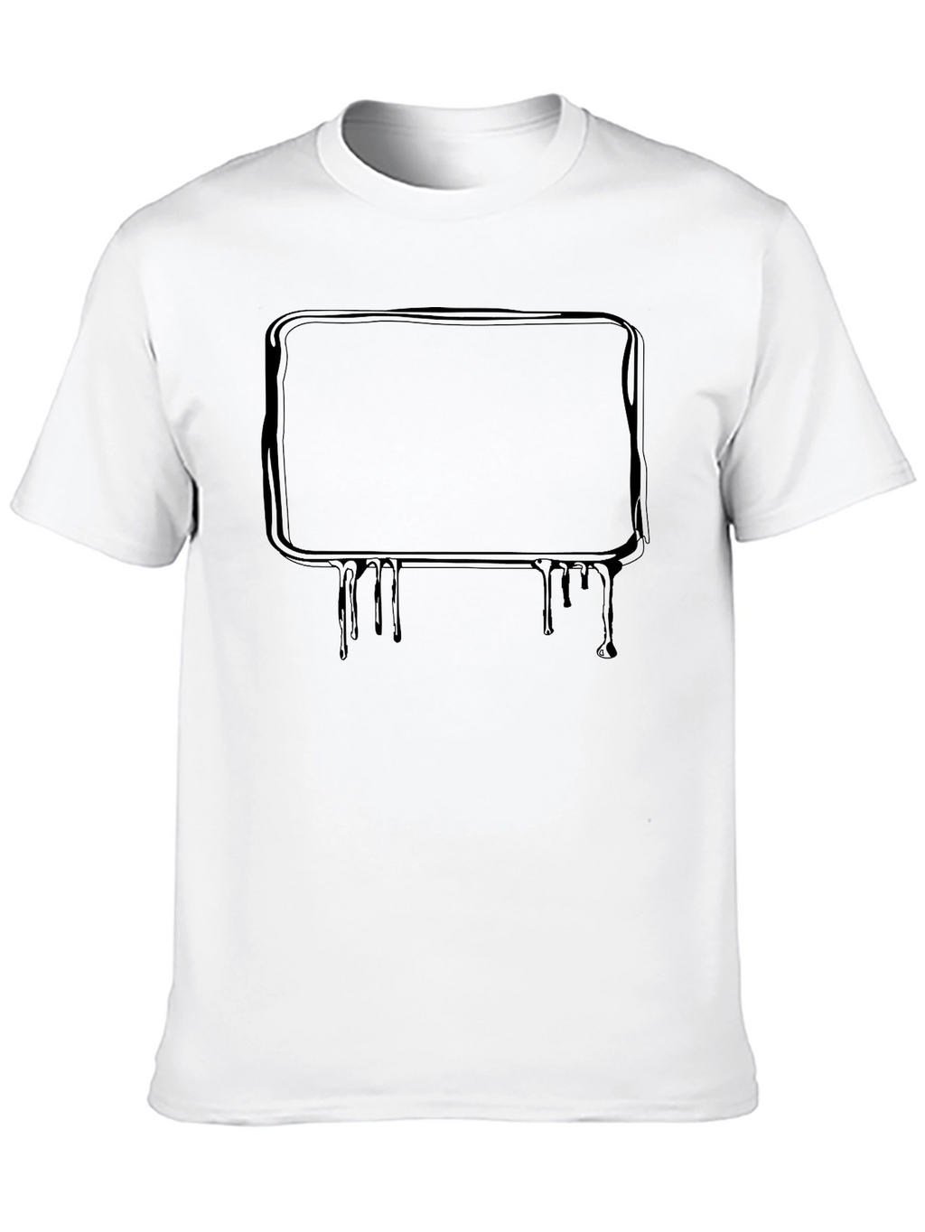 Black T-Shirt with Drip Frame Design