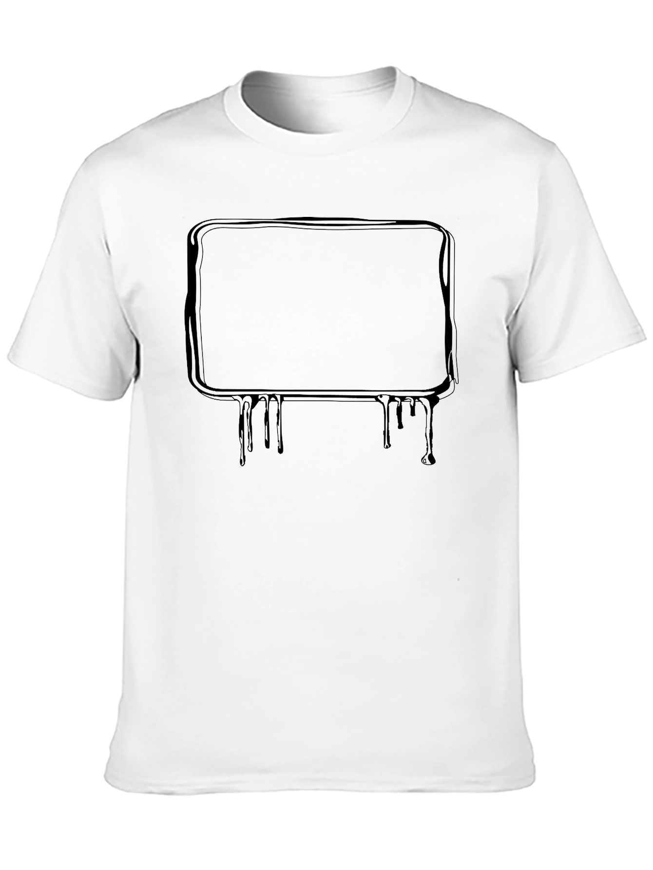 Black T-Shirt with Drip Frame Design