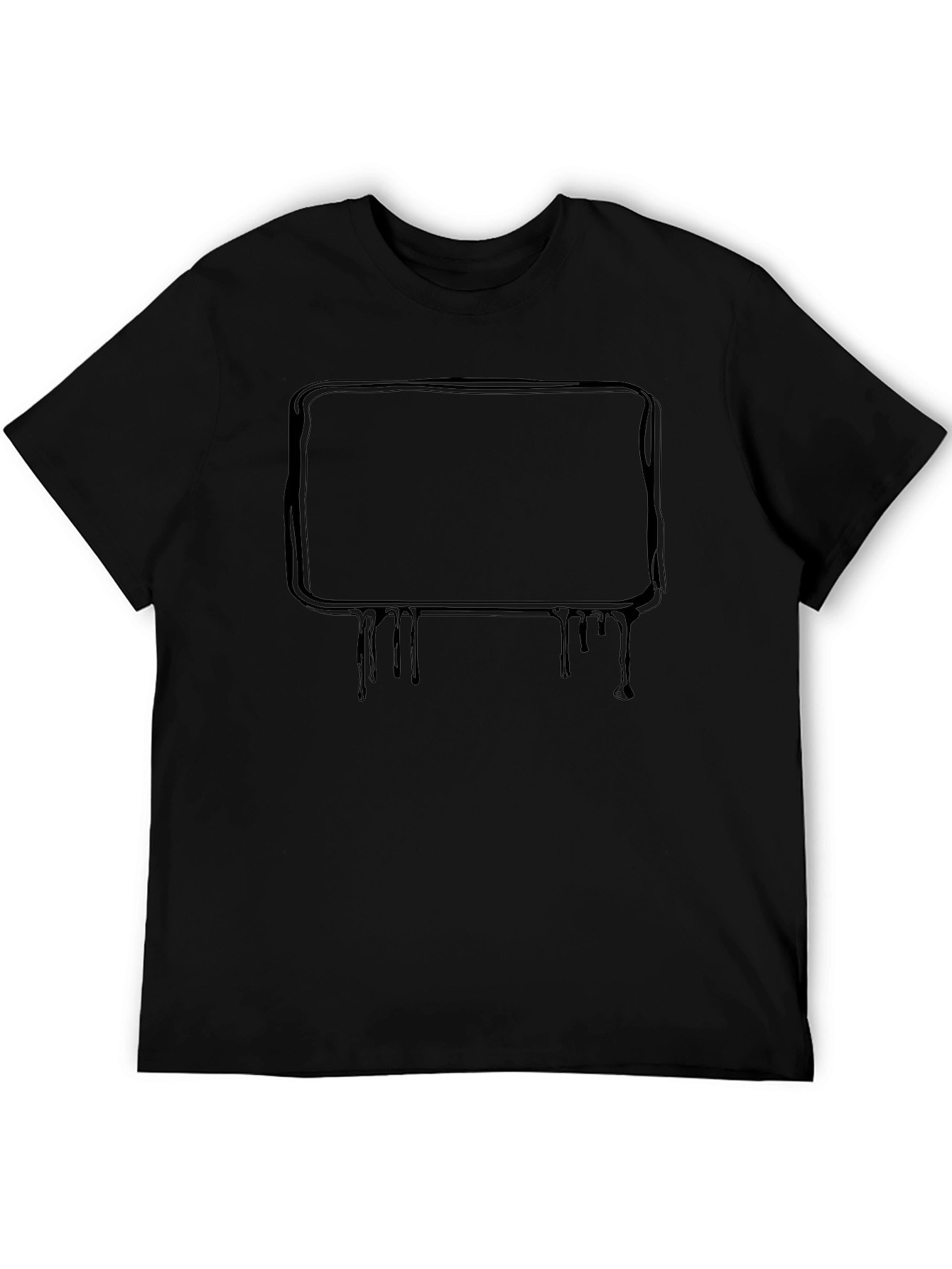 Black T-Shirt with Drip Frame Design