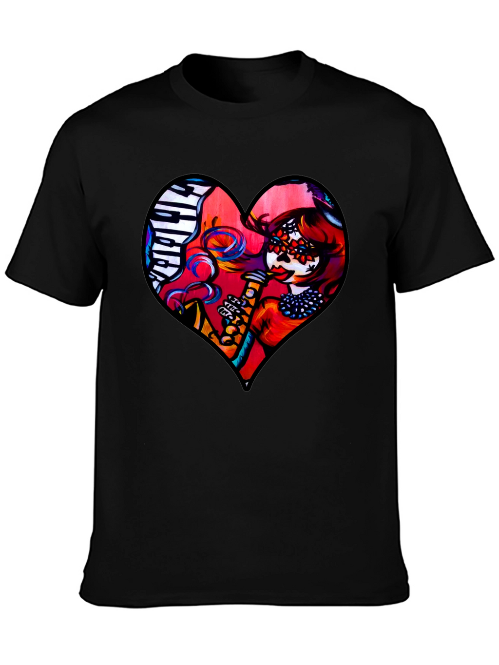 Heart Shaped Dia de Los Muertos T-Shirt