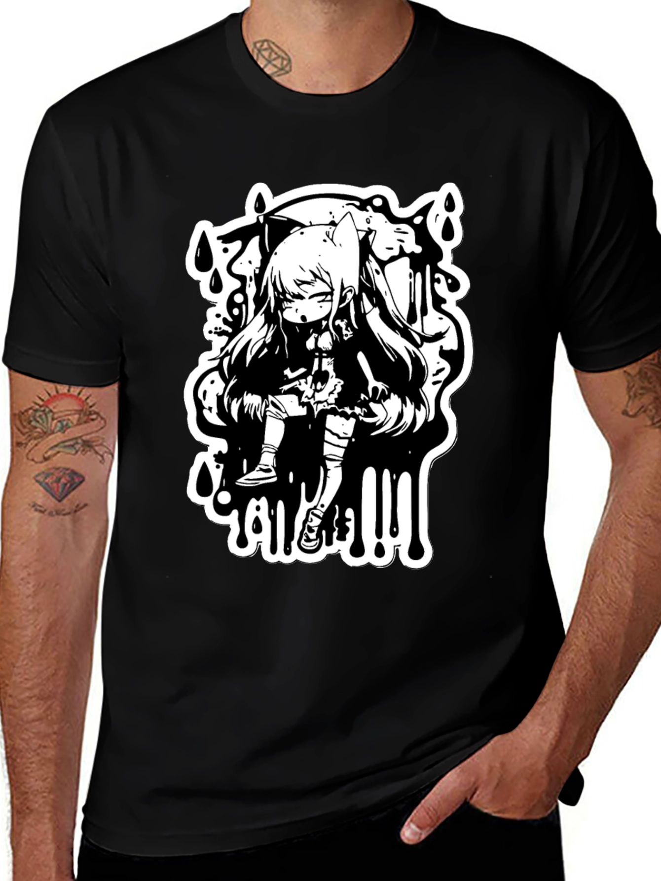 Anime Graphic Black T-Shirt