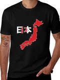 Japan Map Graphic Tee - Black Cotton T-Shirt