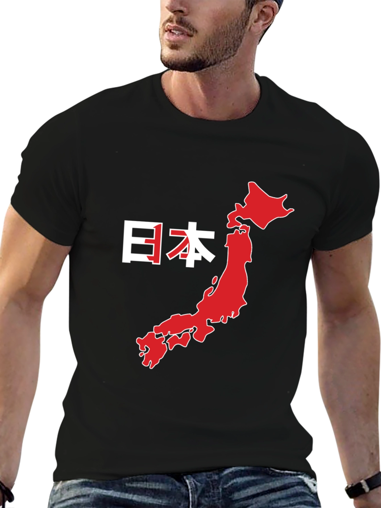 Japan Map Graphic Tee - Black Cotton T-Shirt