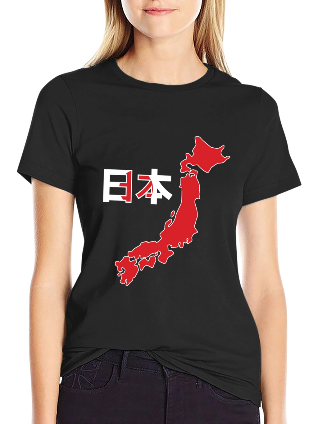 Japan Map Graphic Tee - Black Cotton T-Shirt