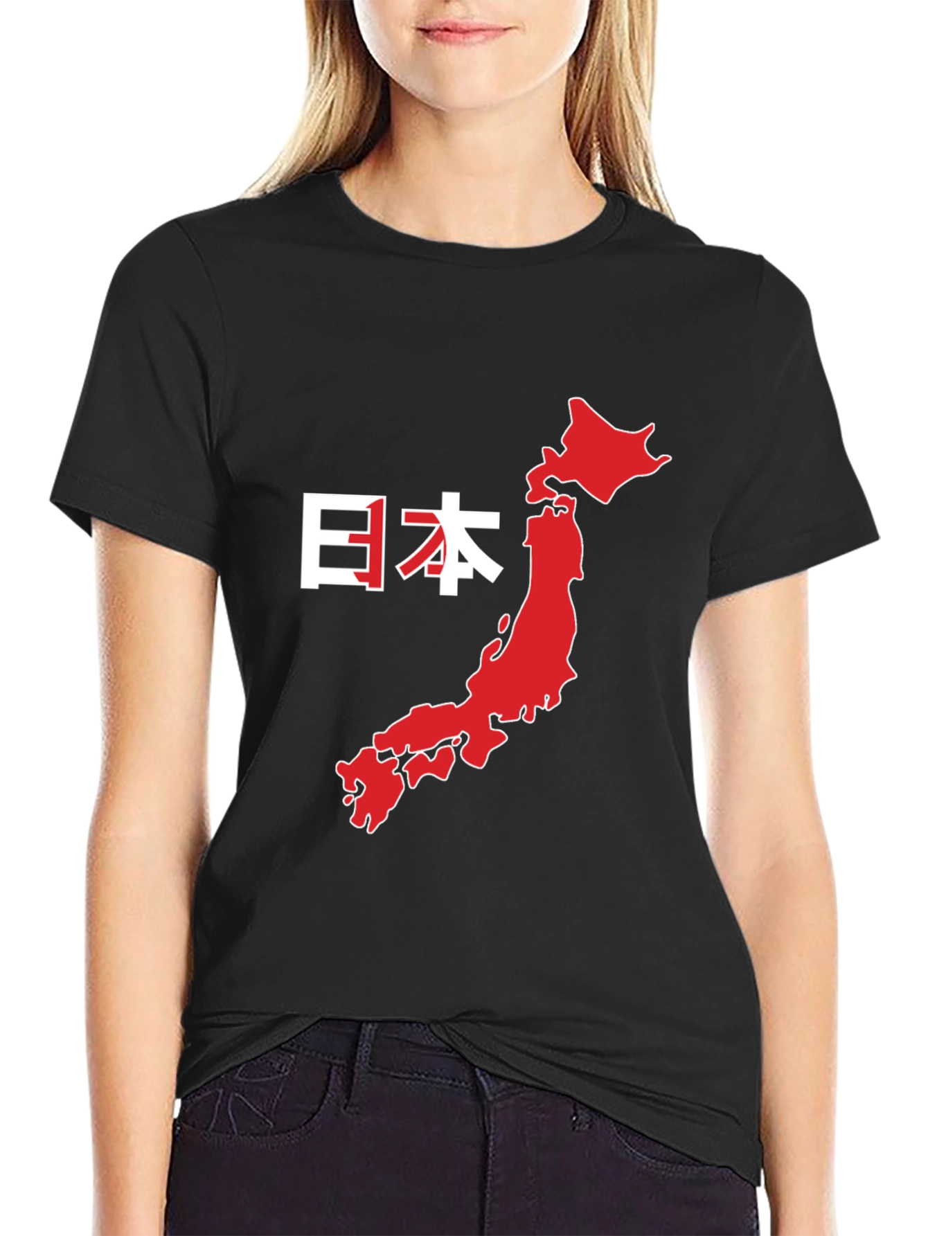 Japan Map Graphic Tee - Black Cotton T-Shirt