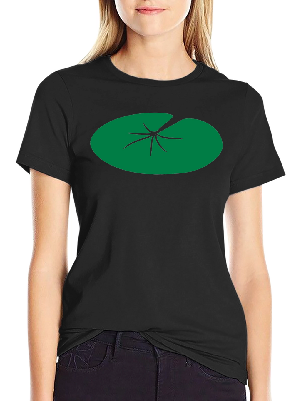 Lily Pad Graphic Tee - Black Cotton T-Shirt