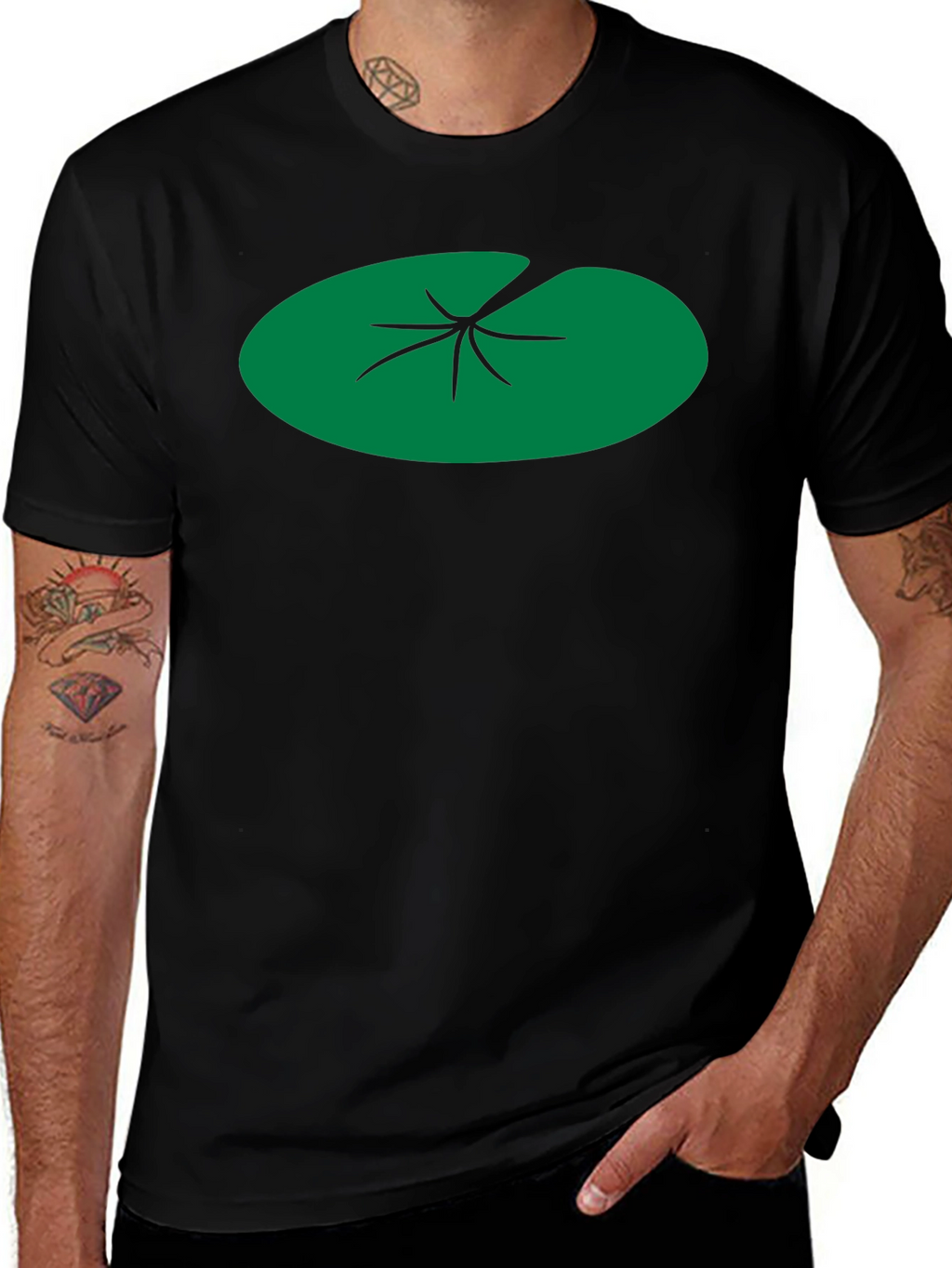 Lily Pad Graphic Tee - Black Cotton T-Shirt