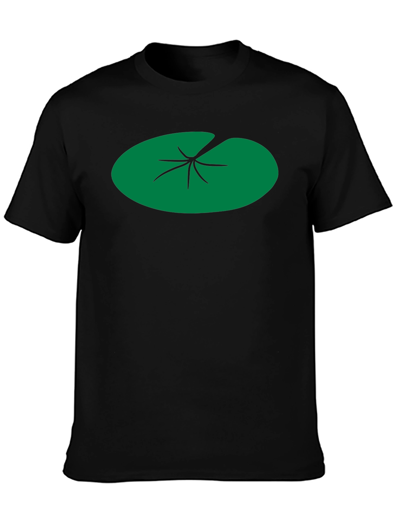 Lily Pad Graphic Tee - Black Cotton T-Shirt