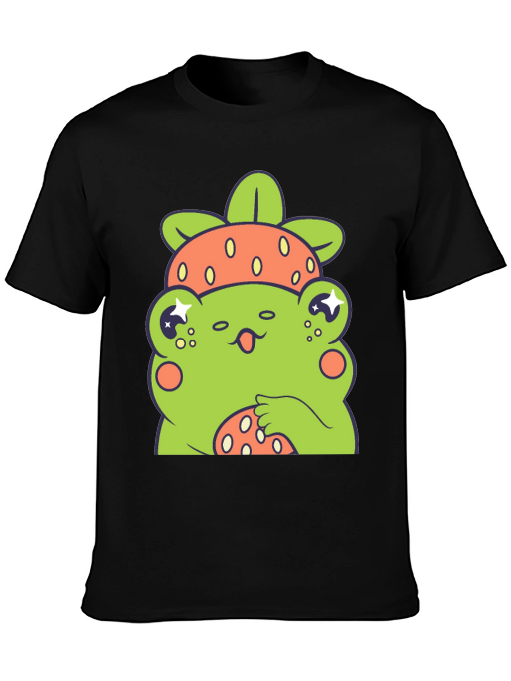 Frog Strawberry T-Shirt - Cute Cartoon Graphic Tee