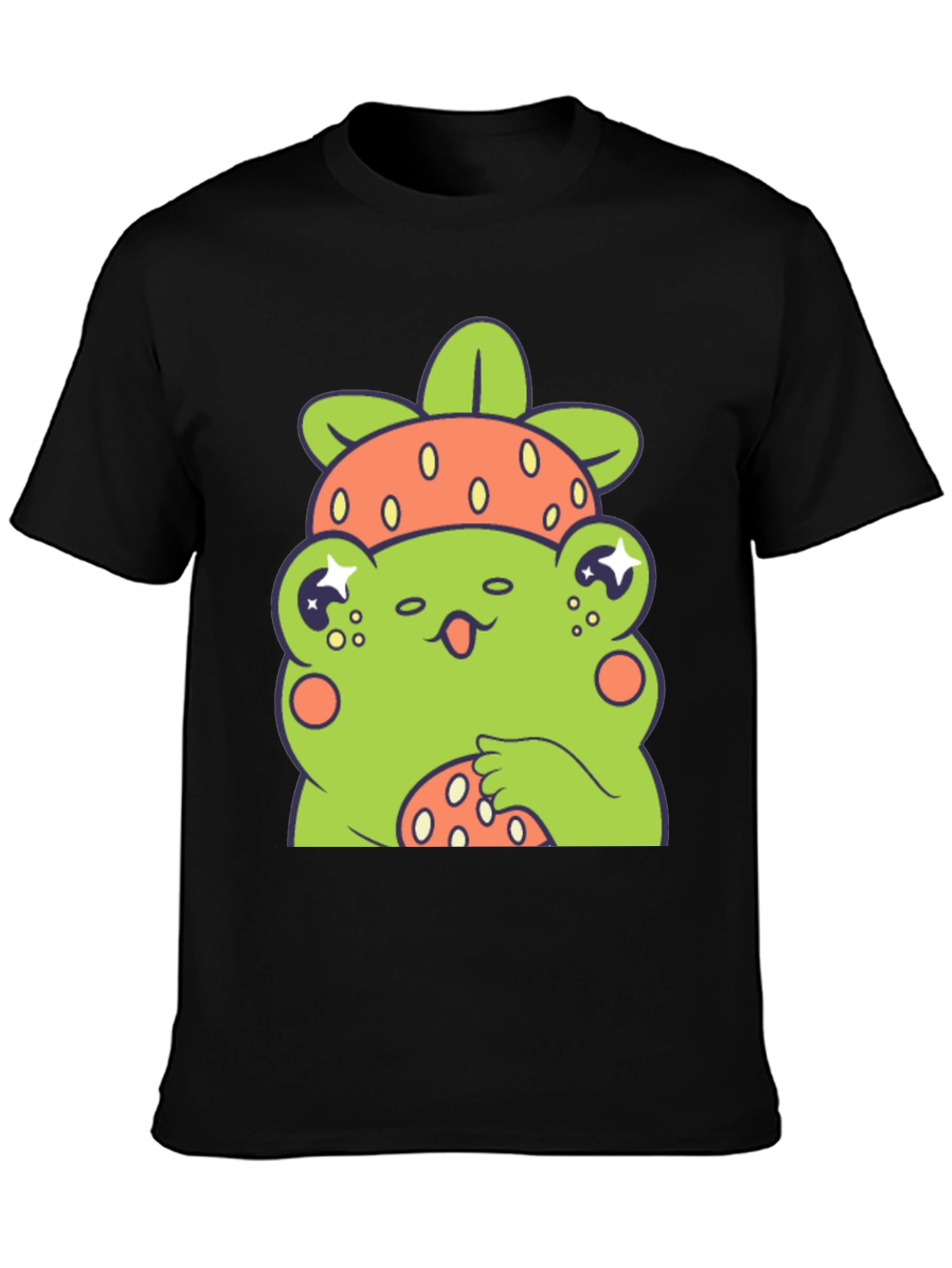 Frog Strawberry T-Shirt - Cute Cartoon Graphic Tee