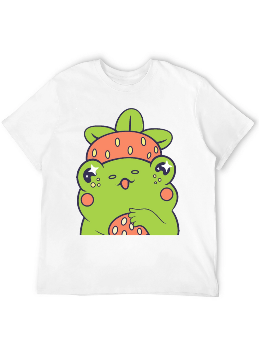 Frog Strawberry T-Shirt - Cute Cartoon Graphic Tee