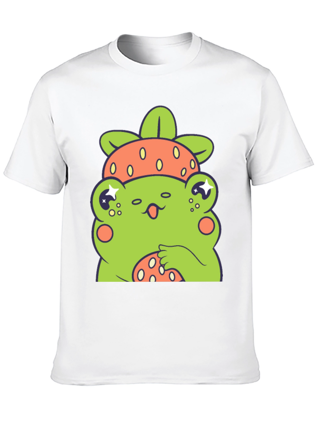 Frog Strawberry T-Shirt - Cute Cartoon Graphic Tee