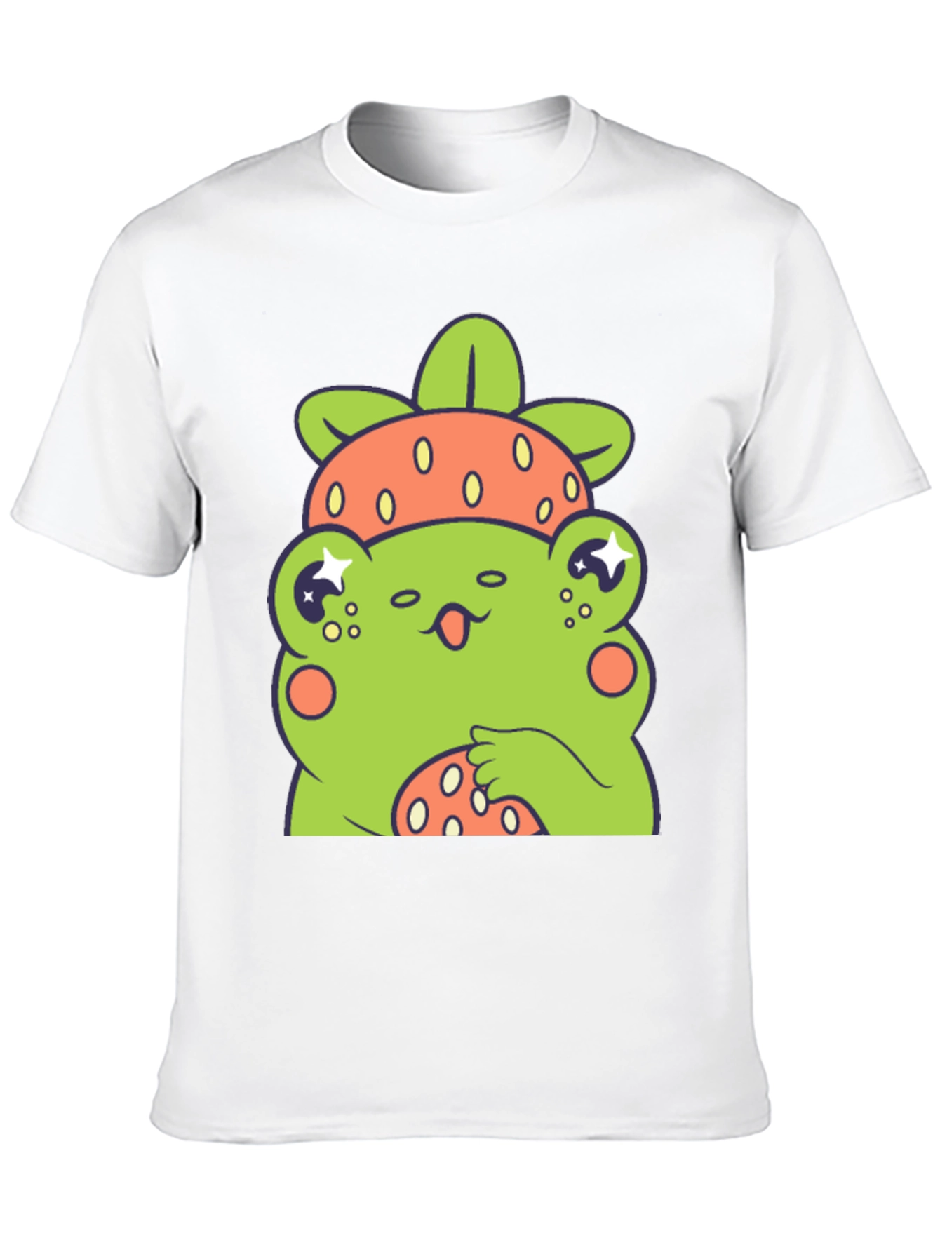 Frog Strawberry T-Shirt - Cute Cartoon Graphic Tee