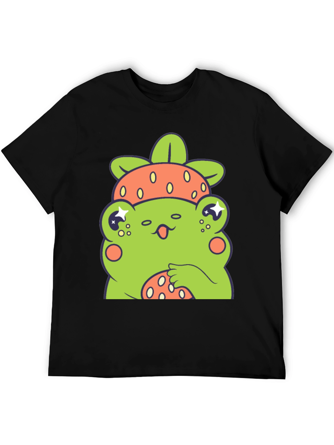 Frog Strawberry T-Shirt - Cute Cartoon Graphic Tee