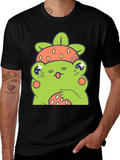 Frog Strawberry T-Shirt - Cute Cartoon Graphic Tee