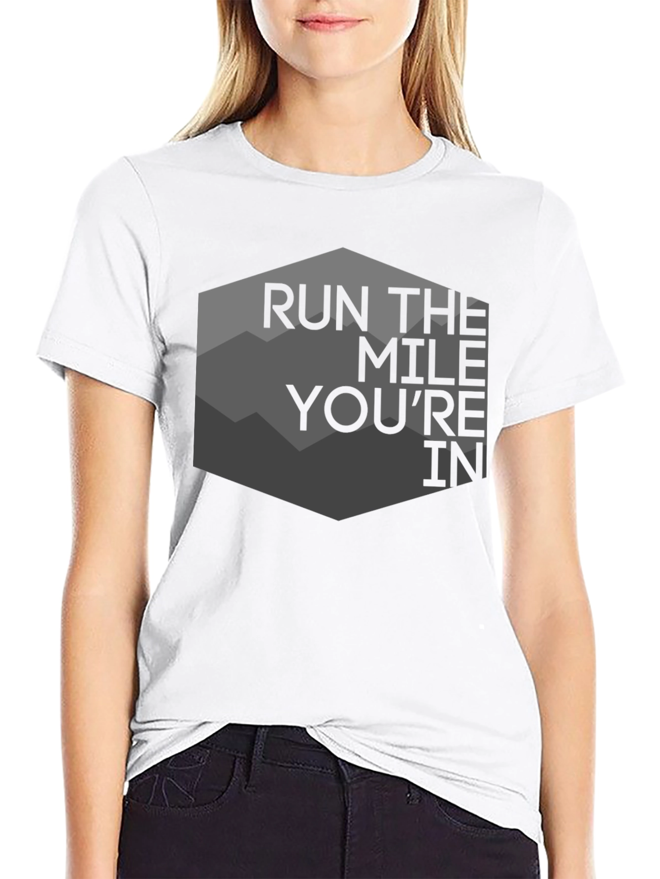 Run the Mile Youre In Black Graphic Tee