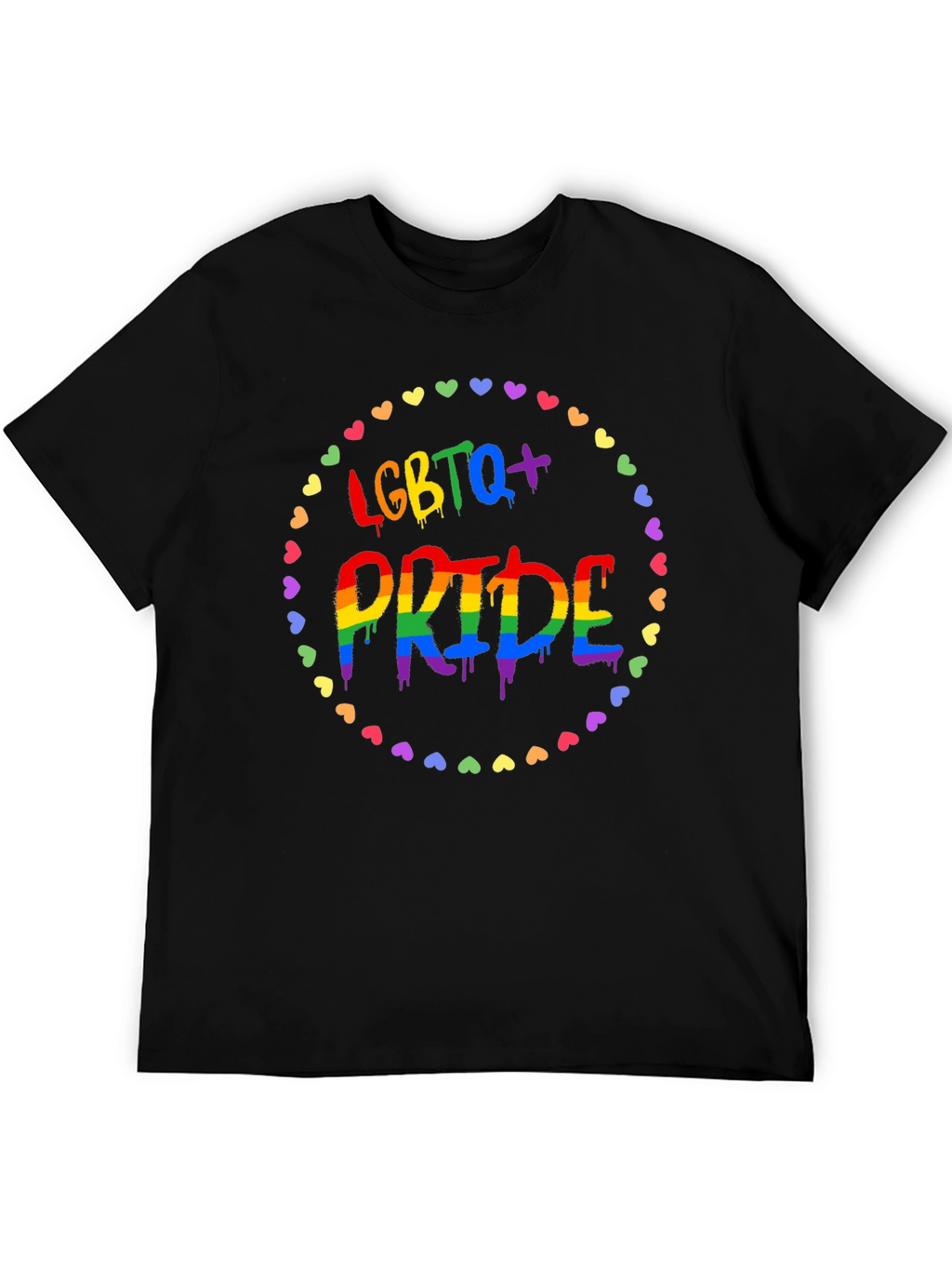 LGBTQ+ Pride T-Shirt - Rainbow Heart Design