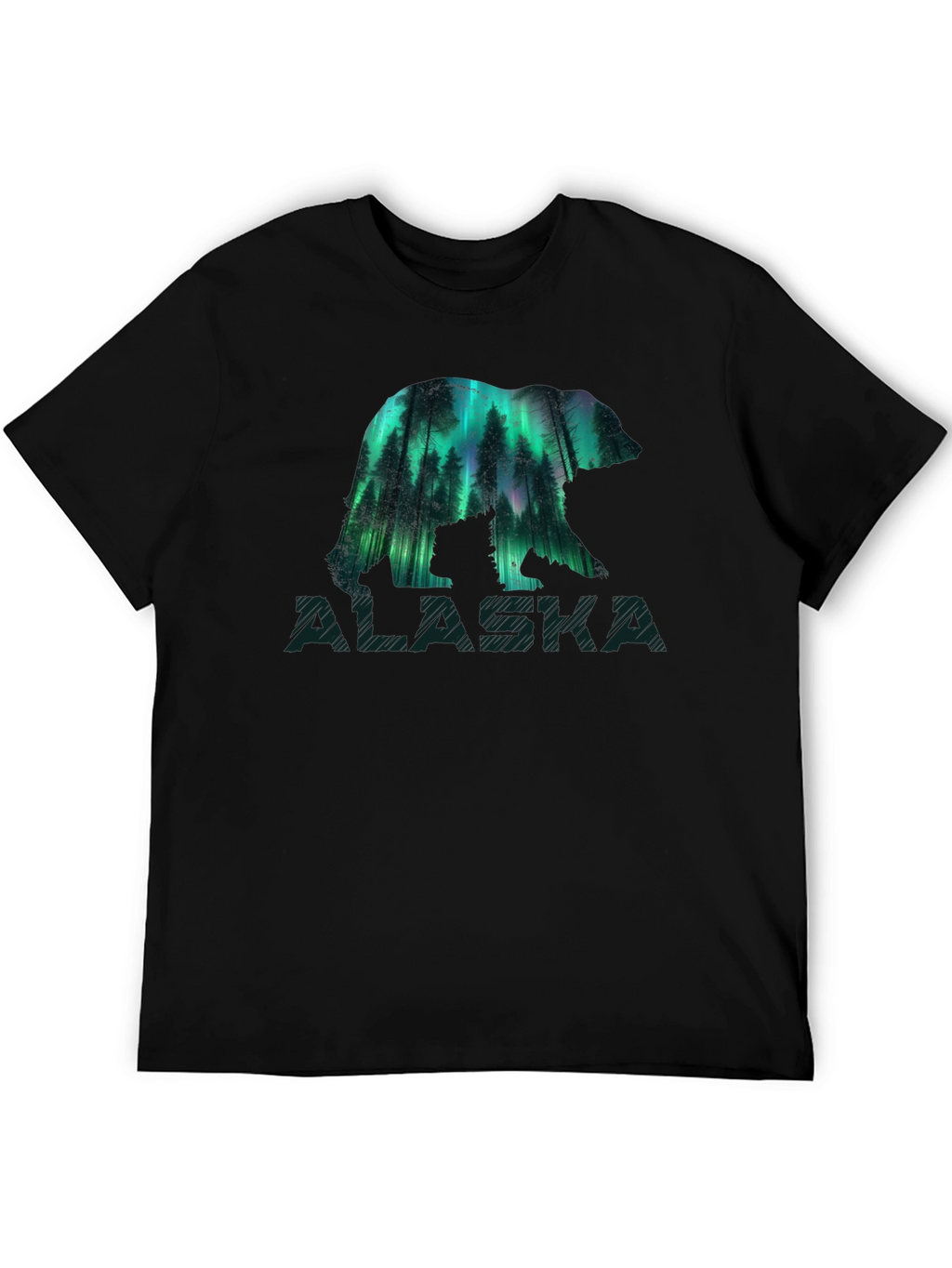 Alaska Bear Aurora Borealis Graphic T-Shirt